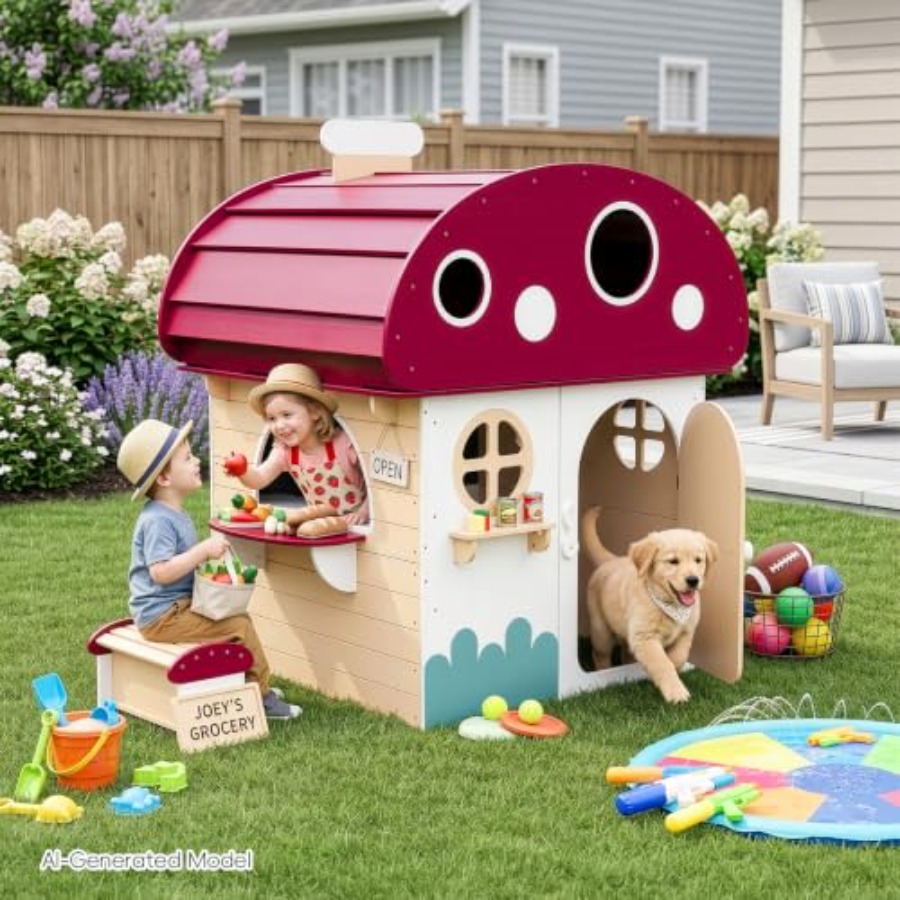 Kids Outdoor Chalkboard - Drewniany domek dla dzieci do zabawy
