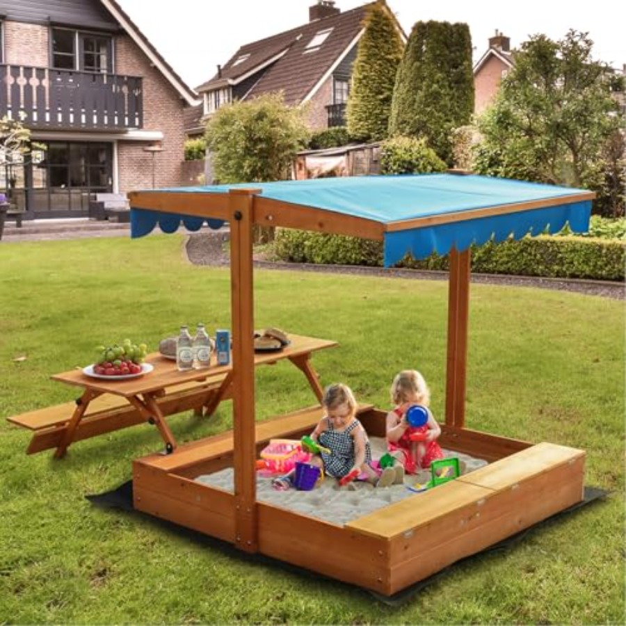 Kids Outdoor Sandbox - Drewniany piaskownica dla dzieci do zabawy