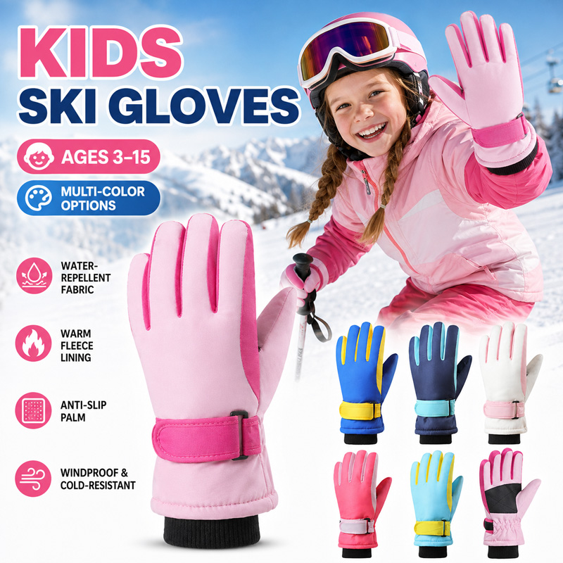 Kids Outdoor Gloves - Dziecięce zimowe rękawice narciarskie wodoodporne wiatroodporne