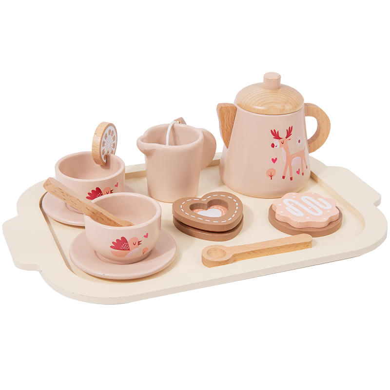 Kids Outdoor Mud Kitchen Accessories - Zestaw do popołudniowej herbaty Drewniana zabawka
