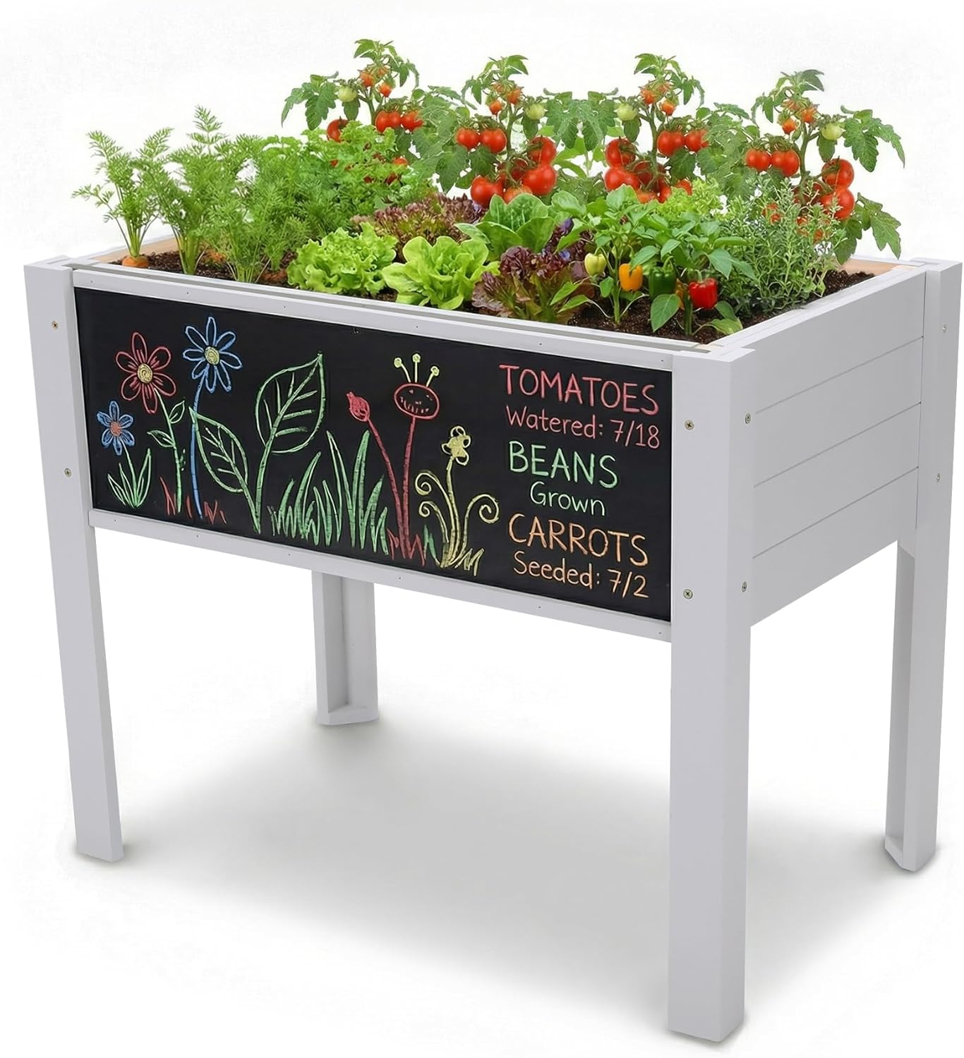 Kids Outdoor Chalkboard - Podwyższona skrzynia ogrodowa dla dzieci z