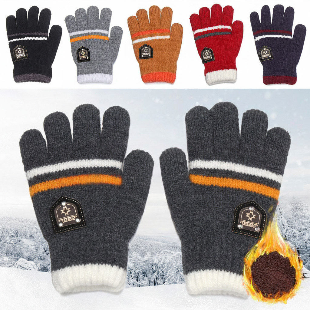Kids Outdoor Gloves - Rękawiczki dziecięce zimowe pełne palce dziergane