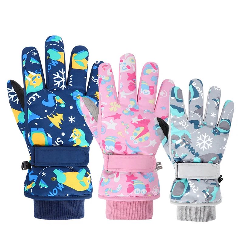 Kids Outdoor Gloves - Zimowe rękawice narciarskie dla dzieci, grube,