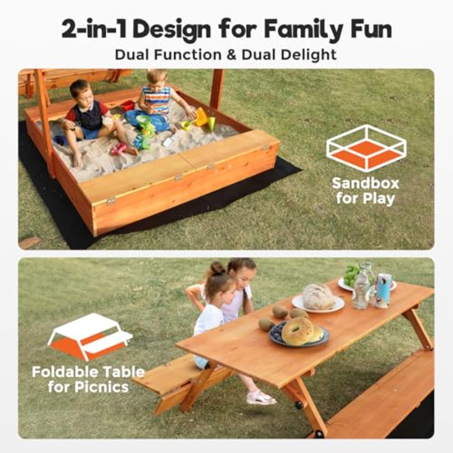 Drewniany piaskownica dla dzie – Kids Outdoor Sandbox recenzja i cena