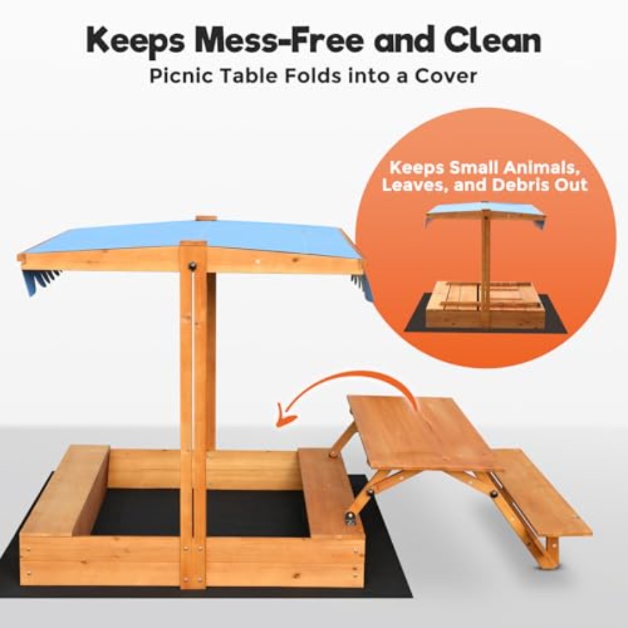 Drewniany piaskownica dla dzie – Kids Outdoor Sandbox recenzja i cena