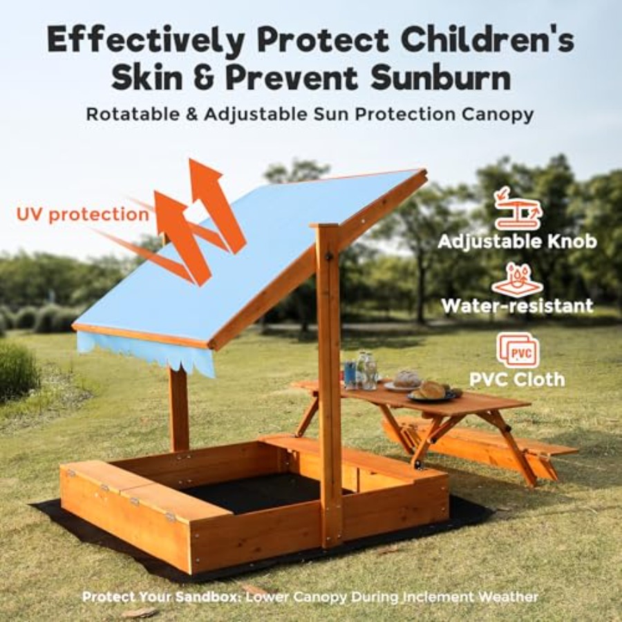 Drewniany piaskownica dla dzie – Kids Outdoor Sandbox recenzja i cena
