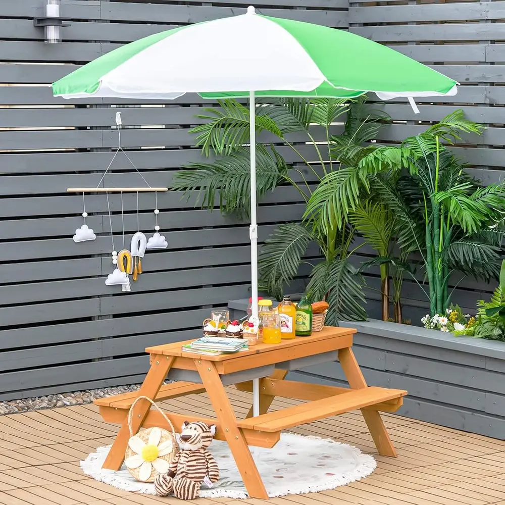 Drewniany stolik piknikowy 4w1 – Kids Outdoor Sandbox recenzja i cena