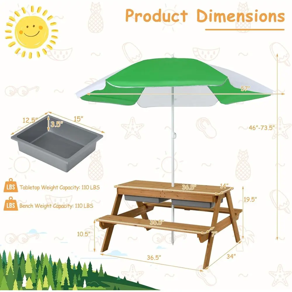 Drewniany stolik piknikowy 4w1 – Kids Outdoor Sandbox recenzja i cena