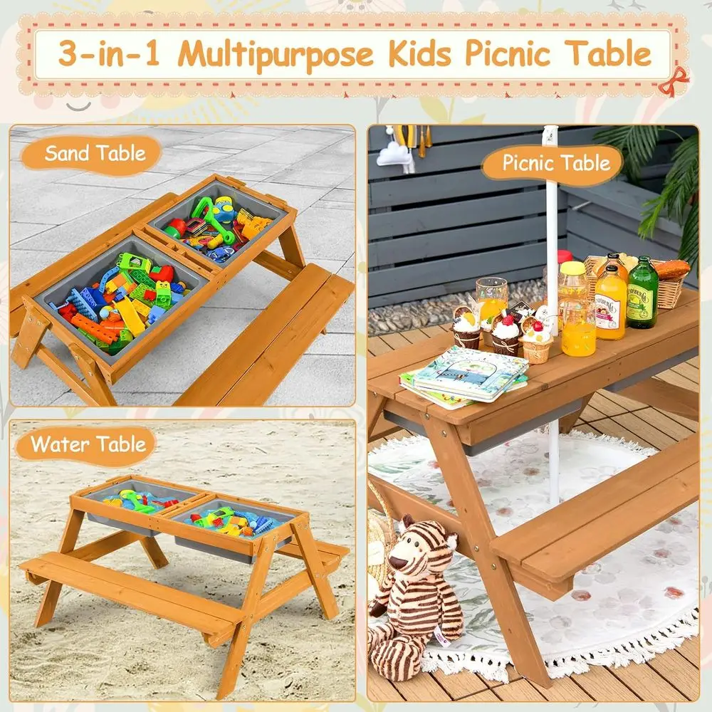 Drewniany stolik piknikowy 4w1 – Kids Outdoor Sandbox recenzja i cena