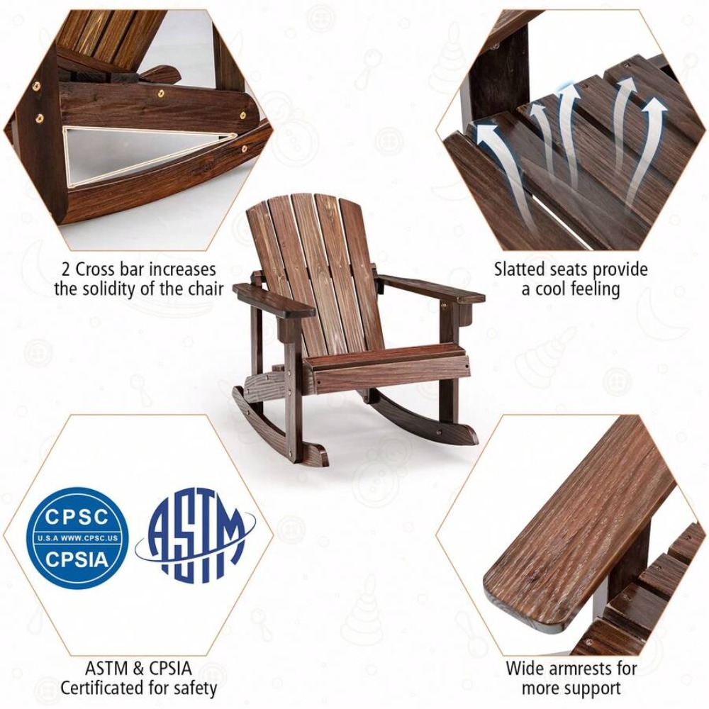 Drewniany fotel bujany Adirond – Kids Outdoor Adirondack Chair recenzja i cena