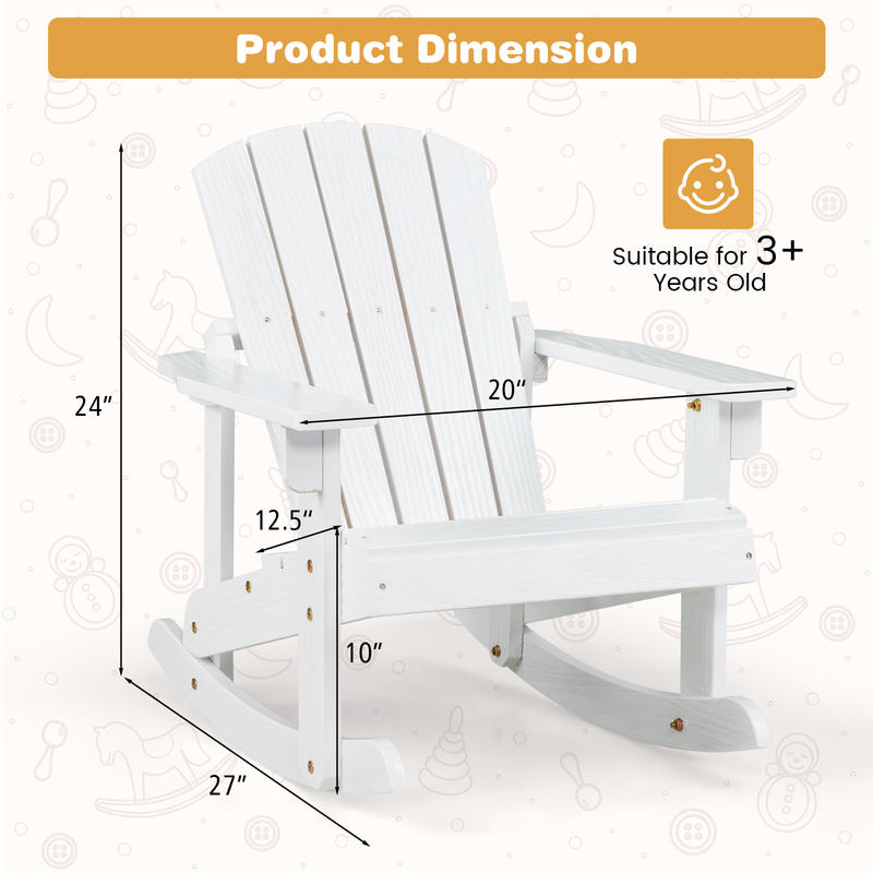 Drewniany fotel bujany Adirond – Kids Outdoor Adirondack Chair recenzja i cena